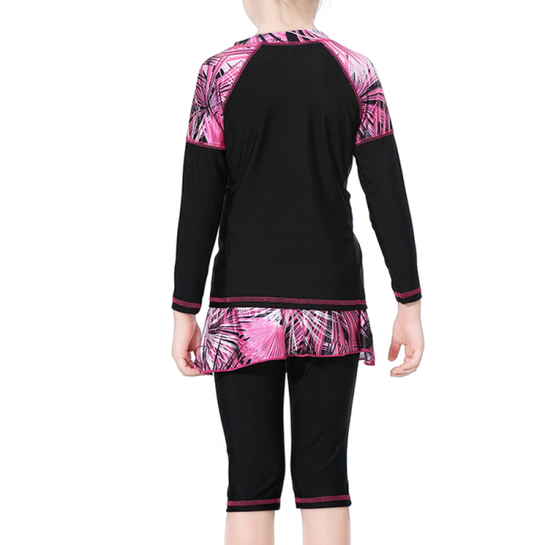 Barnflickor Modest Baddräkt Strandkläder Baddräkt Fullt Täckande Mode Black