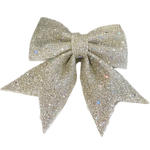Glitter Stor Sløyfeknute Juletrepynt Juledekor Champagne 2 pcs