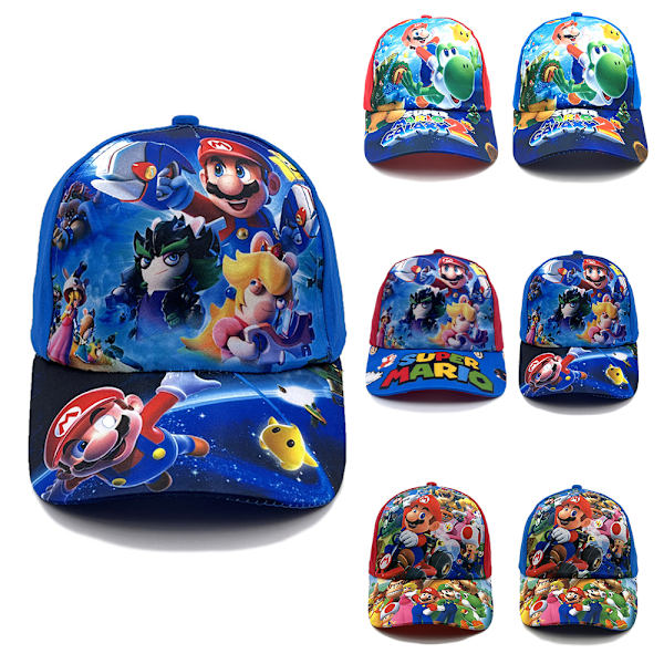 Super Mario -aiheinen baseball-lippis pojille ja tytöille, litteä lieri, säädettävä lippa, lahjat C Red