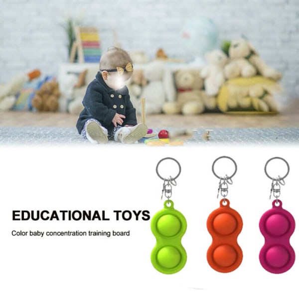 Sensorisk simple dimple Pop It Nyckelring Fidget Kids Toys Gift Royal blue