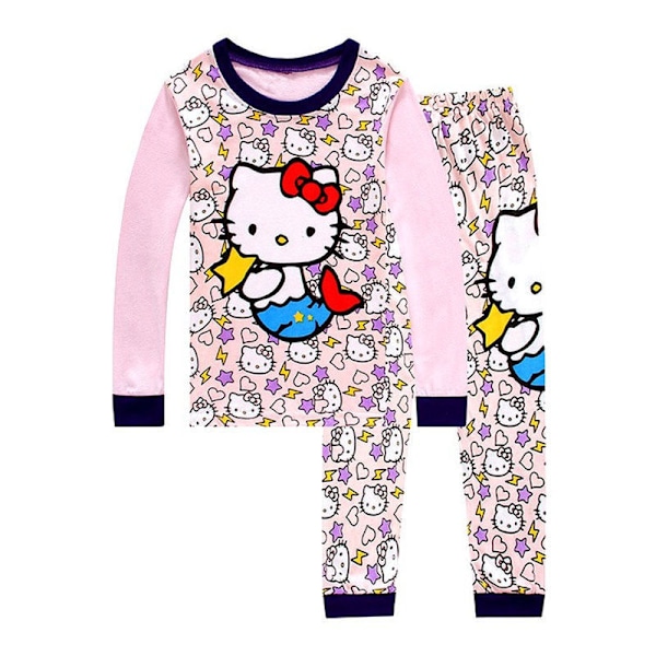 Katie Små Flickor Pyjamas Grafisk Långärmad Topp & Byxor Sovkläder Set Hemmakläder Pj's #3 130cm