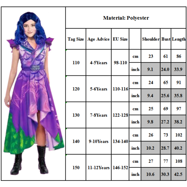 Barnflickor Descendants 3 Audrey Mal Cosplay Halloweenfest Purple