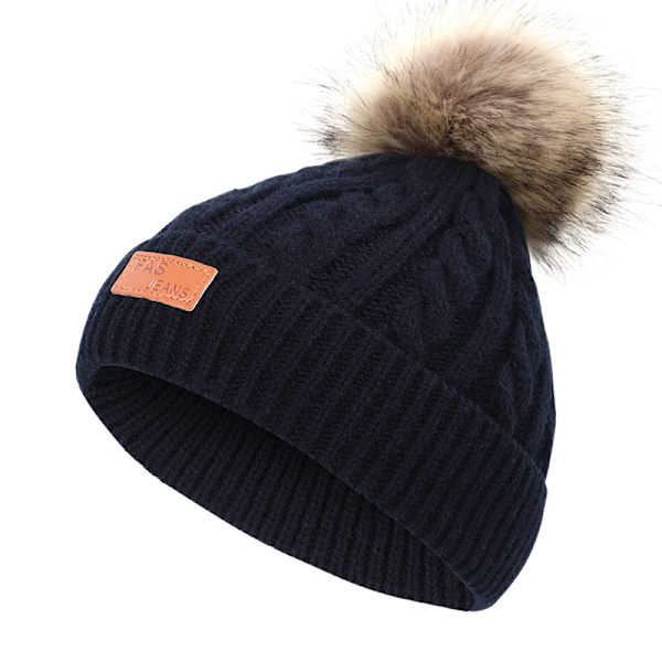 Höst-Vinter Päls Pompom Barnhatt White 40-50cm