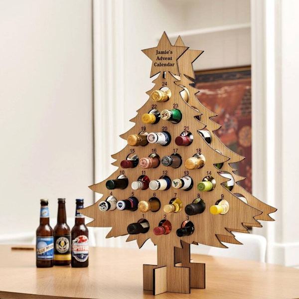Julgran Adventskalender Flaskhållare Vin Dekoration A