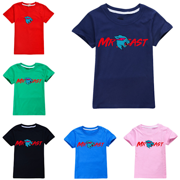 Mr B-east Pojkar T-shirt Sommar T-shirt Topp Barn Kortärmad Red 140cm