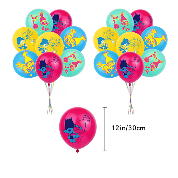 Trolls 3 Film Fødselsdagsdekorationer Cupcake Toppers Balloner Baggrund Banner