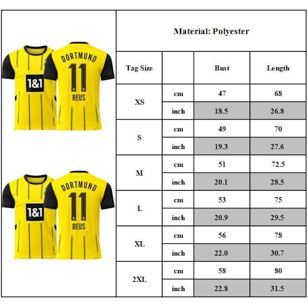 24-25 Dortmund Hemma Tröja NO.11 DORTMUND Sport Tröja Vuxen Herr Fotbollströja S