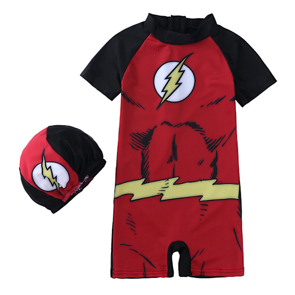 Iron Man Barn Pojkar Hel Baddräkt Solskydd Badkläder Simdräkt med Badmössa för Surf Strand Pool #8 2XL