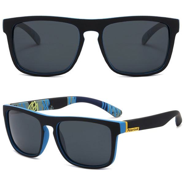 Fyrkantiga SolglasögonMän Snygga Solglasögon Retro Outdoor Glasögon Blue Frame Black Lenses