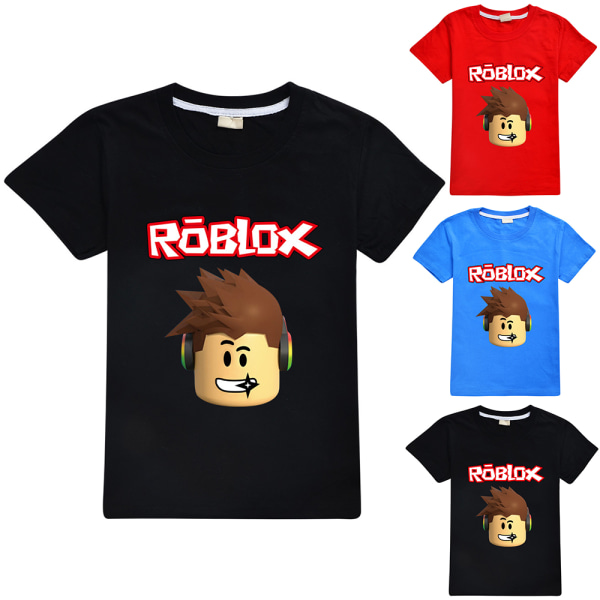 Kids ROBLOX Print kortärmad T-shirt med rund hals Casual Toppar red 150cm