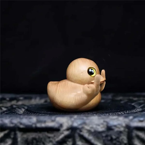 Rolig Resin Middle Finger Duck Staty, Unik Middle Finger Ducks Figurer Prank, Mini Duck Decor för Hemma Bil Kontor Skrivbord L