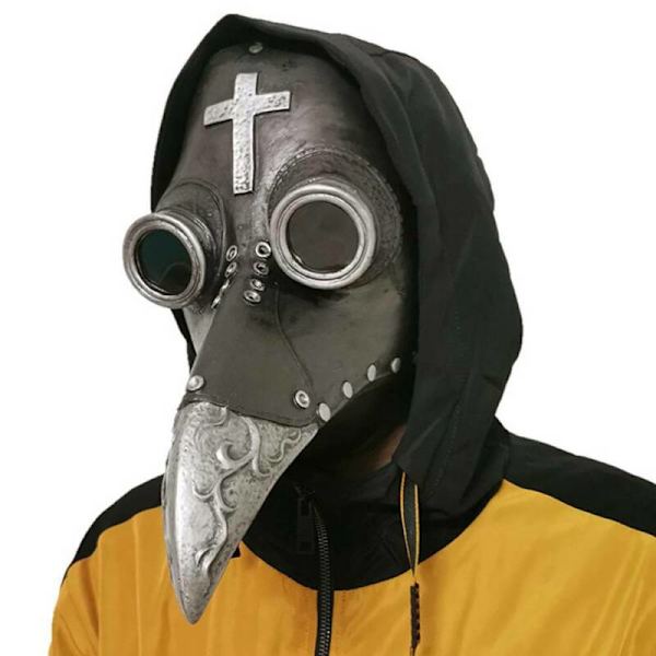 Halloween Kostume Rekvisitter Pestedoktor Fuglemaske Lang Næse Næb Silver