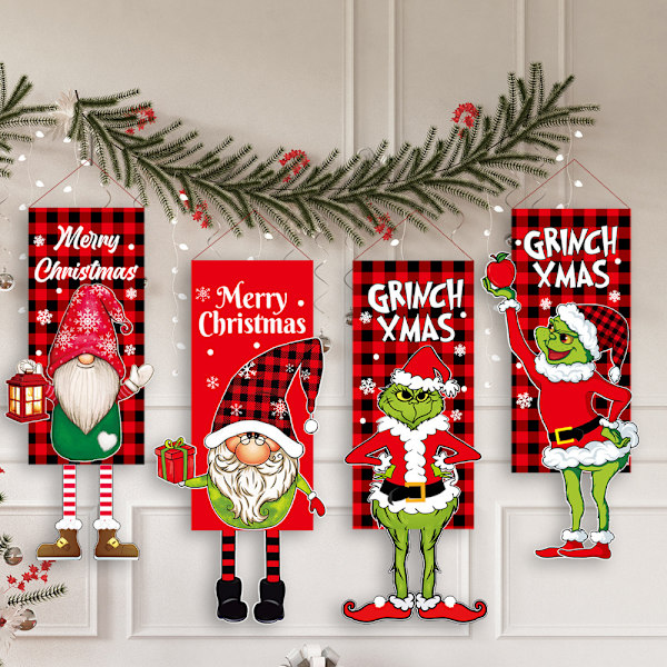 Julgransflagga med Grinch för Utomhus Dekoration Trädgårdsplantering C