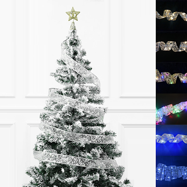 5m LED-nauha joulukuusen valot Joulukuusen latvanauhat Juhlakoriste Gold (Warm Light)