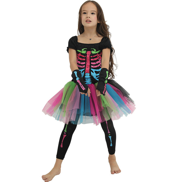 Halloween Kid Color Punk Skull Kostym Cosplay Party Fancy Dress baby