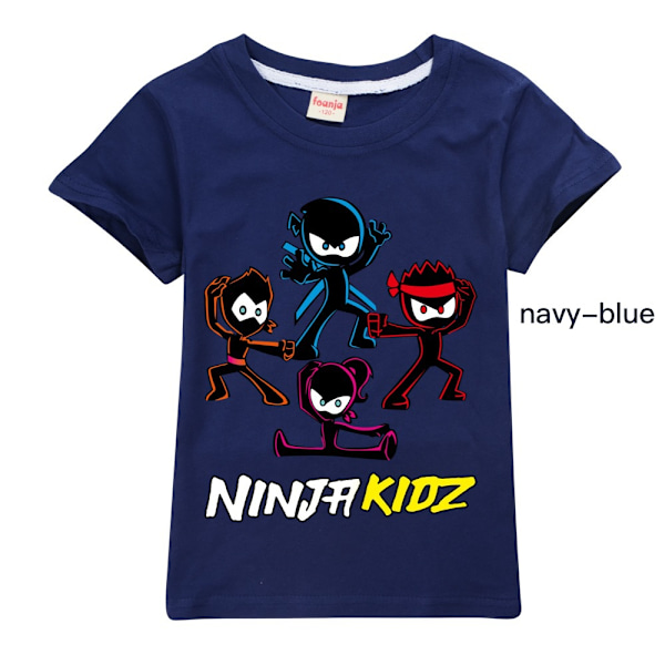 Ninja Kidz Pojkar T-shirt Sommar T-shirt Topp Barn Kortärmad Navy Blue 120cm