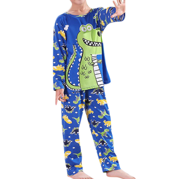Barn Casual Cartoons Bekväm långärmad pyjamas för hemkläder dinosaur 122-128cm