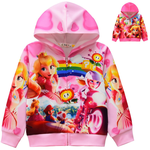 Peach Princess Kids Hoodie Zip Jacka Coat långärmad julklapp B 140cm