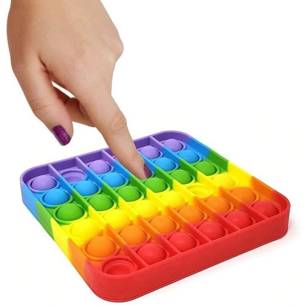 2-pack Pop It Fidget Leksak Regnbåge Stressboll Flerfärgad Spel Round