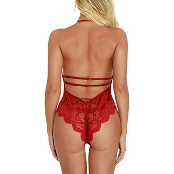 Dam Dam Sexiga Spets Underkläder Nattkläder Babydoll Bodysuit Underkläder Sovkläder Red 2XL