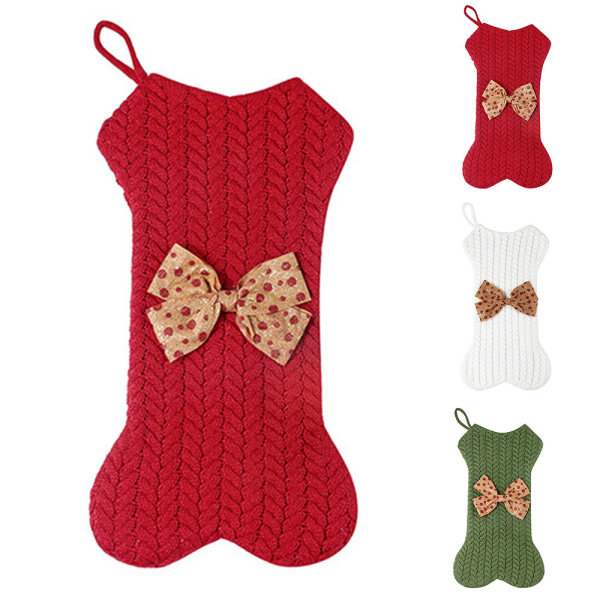 Julgran Strikket Bein Formet Sokk Julepynt red