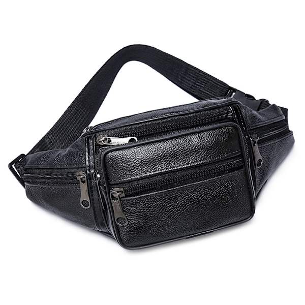 Midjeväska Fanny Pack Väska Resa Festival Läder black