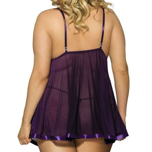 Kvinnor Sexiga Underkläder Erotiska Underkläder Stringtrosa Nattkläder Plus Size purple 3XL