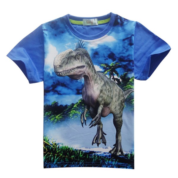 Barn Pojkar Tecknad Dinosaur printed kortärmad T-shirt Toppar blue 150cm