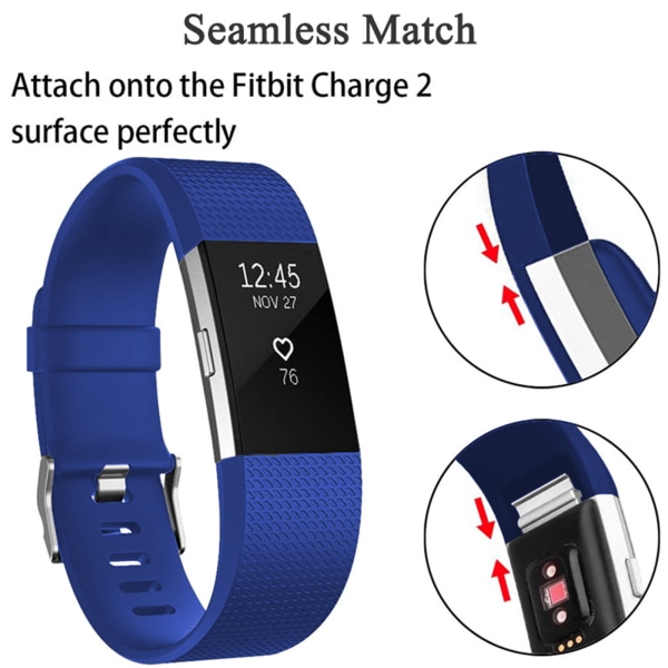 Fitbit Charge 2 Bands Ersättningsmjuk sportrem i silikon dark blue S