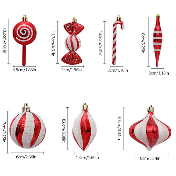 1 st julgranskulor Flerfärgade Julhängande Trädberlocker Julgransprydnader Boll Hemfest Dekoration Present Nyår 14PCS