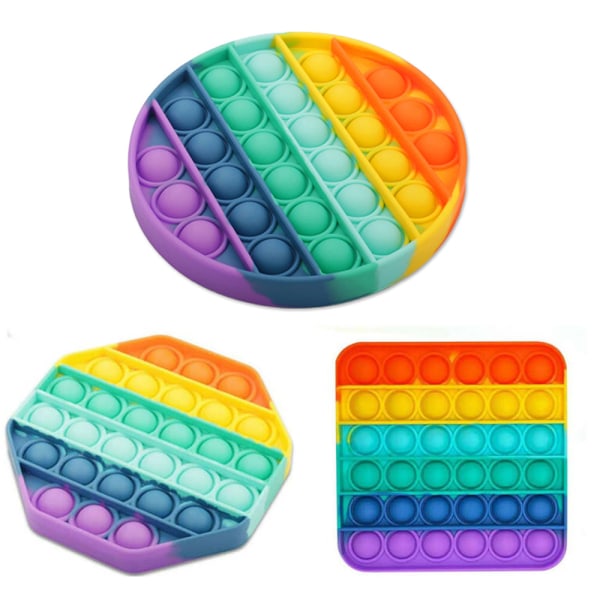 Rainbow Stressboll Pop it Fidget Toys Sensory Push Bubble Presenter Round