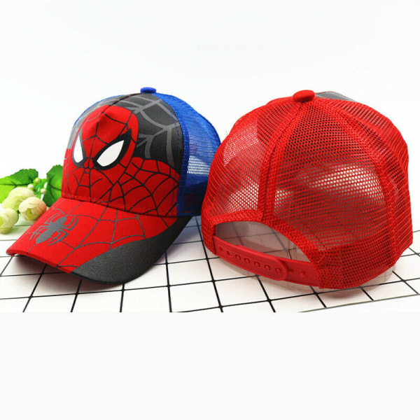 Barnpojkar Spiderman Baseball Cap Hip Hop Mesh Snapback Sport Red+Black