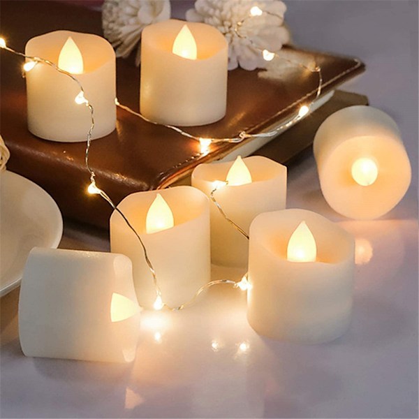 Flammeløse telys LED Votive Flakkende Juledekorasjon 12 pcs