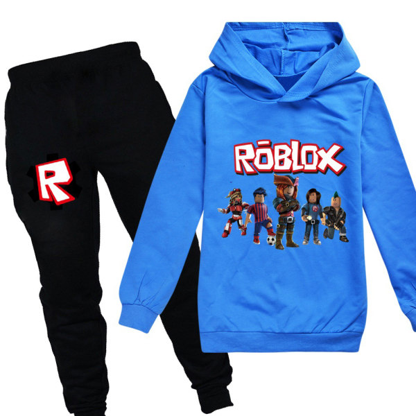 Roblox Cartoon Kids Pullover Hoodie Träningsoverall Sweatshirt Byxa blue 140cm