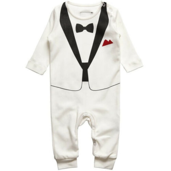 Baby Toddler Pojke Barn Gentleman Romper Födelsedag Bodysuit Kostymer red&white