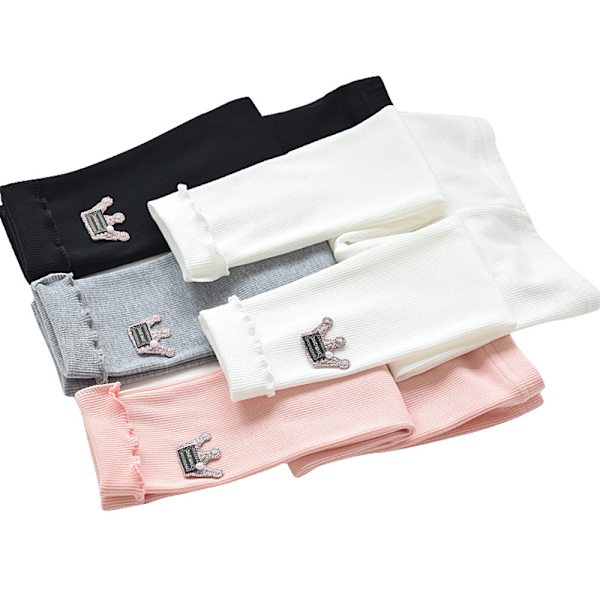 Casual Byxor med Kronmönster för Flickor - Skinny Byxor Leggings light grey 140cm