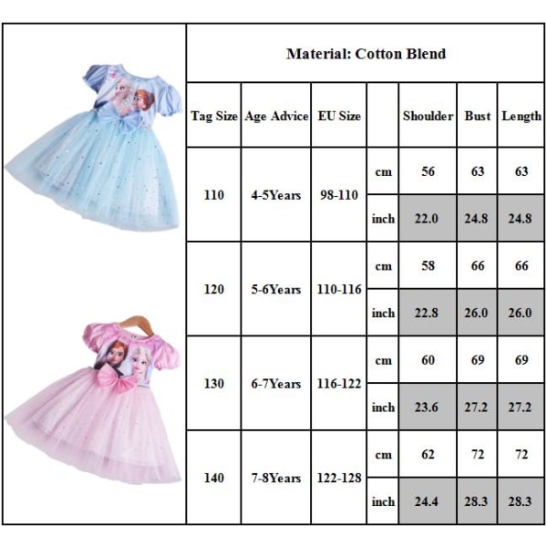 Frozen barnkläder Aisha Princess Dress Aisha Baby pink 110cm