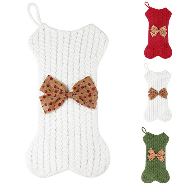 Julgran Strikket Bein Formet Sokk Julepynt white
