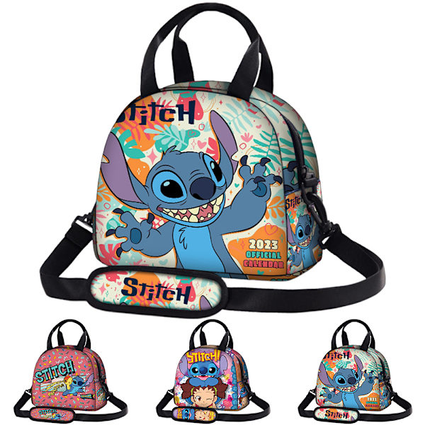 Barn Flickor Pojkar Lilo & Stitch Disney Tryck Lunchväska Kontorsmaterial Förvaringsväska #3