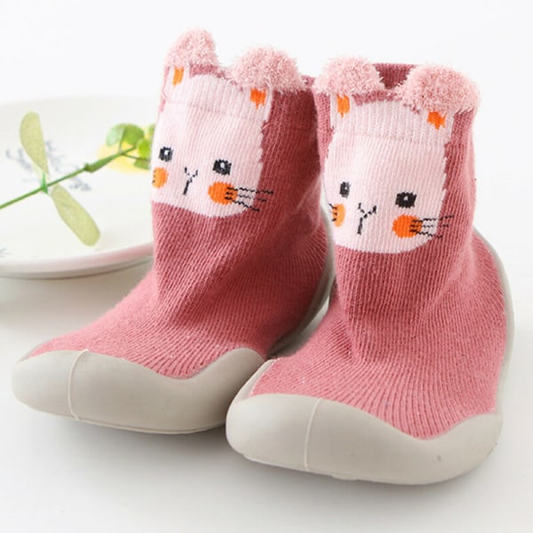 Baby Barn Flicka Pojke Printed Träning Mellanmjuka strumpor Pink Cat 24/25