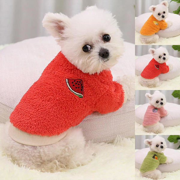 Fleece Kläder för Hundar och Katter - Söta Varma Jumper Tröja Jacka red M
