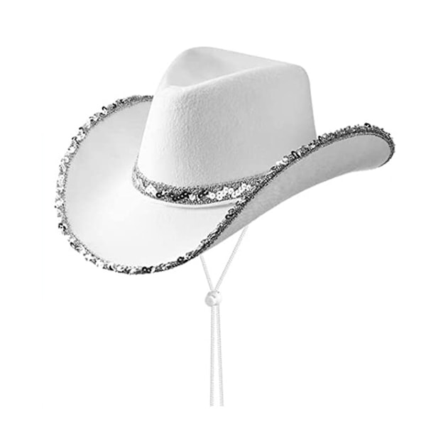 Cowboyhatt med Tiara Vilda Västern Cowgirl Maskeraddräkt Hönsfest White