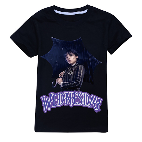 Addams Family-film Wednesday Addams-tema T-shirt för flickor black 130cm
