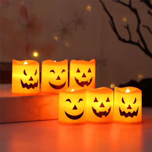 6 stk./sæt Halloween batteridrevne lys, LED Halloween lys, Halloween borddekoration til hjemmefester