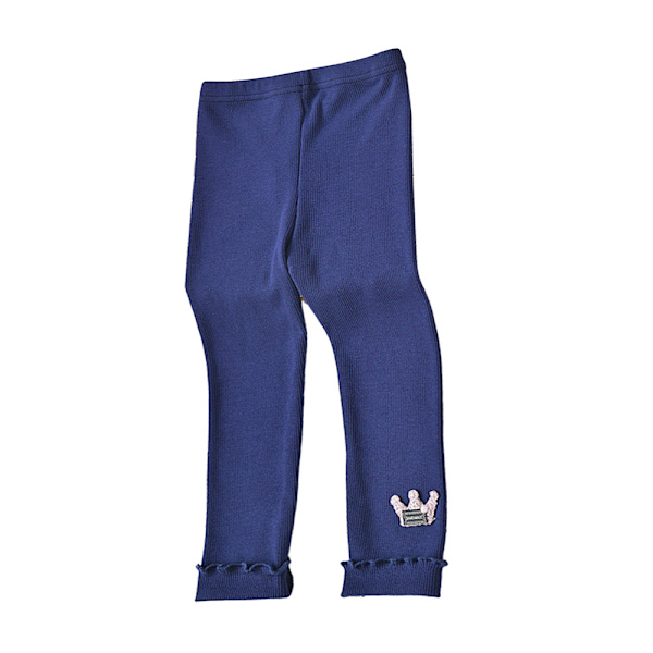 Lasten tyttöjen vapaa-ajan kruunukuvioiset kapeat housut leggingsit navy 130cm