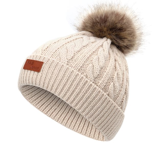 Höst-Vinter Päls Pompom Barnhatt Grey 40-50cm