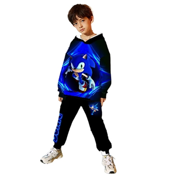 Sonic Hedgehog Børne Hættetrøje+Bukser Træningsdragt Sports Julegave 150cm