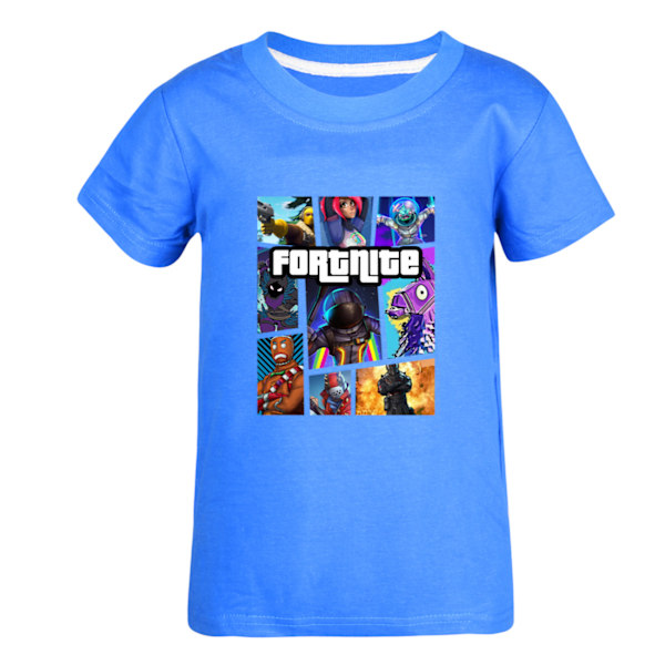 F0rtnite Pojkar T-shirt Sommar T-shirt Topp Barn Kortärmad Dark Blue 150cm