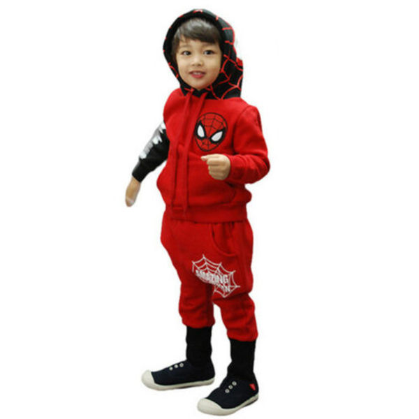 Spiderman Kids Sport Casual Träningsoverall Hoodies Byxor Sweatshirt Red 130cm
