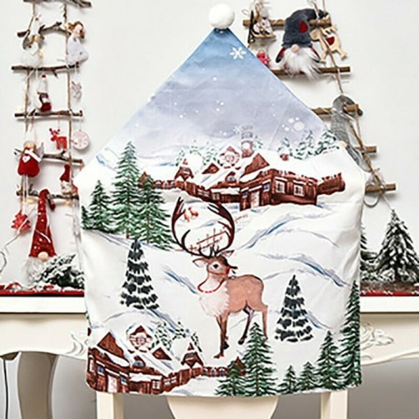 Julstolsöverdrag för middag, feststolsryggdekor, present Elk